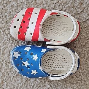 Kids Patriotic Crocs Size 5